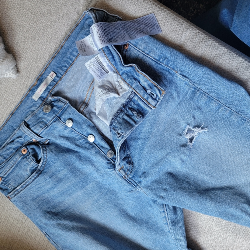 Levi's Blue High Rise Jeans Distressed Denim